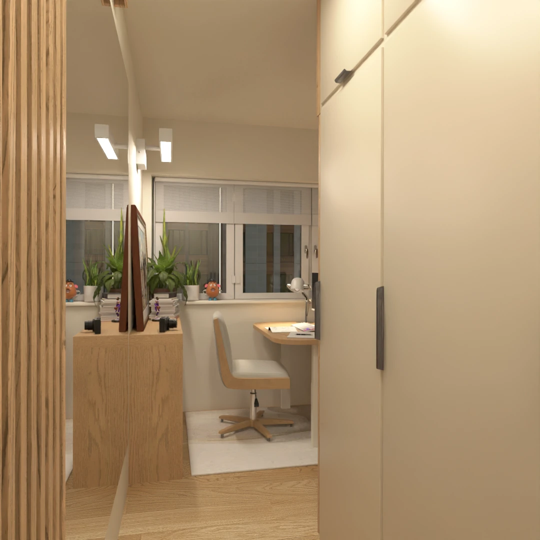 Double office in the bedroom render 1