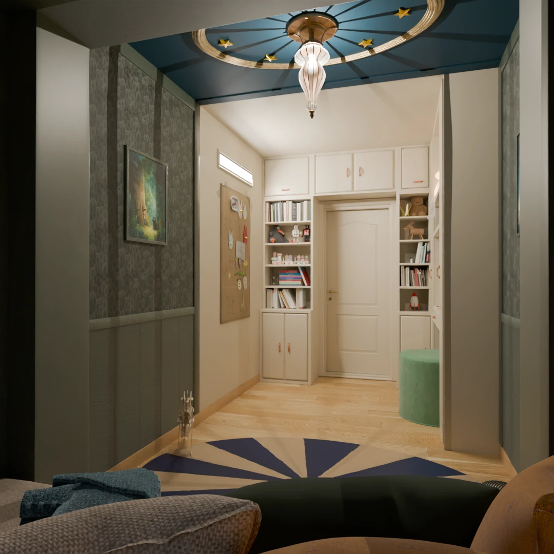 Long and narrow child room render 5