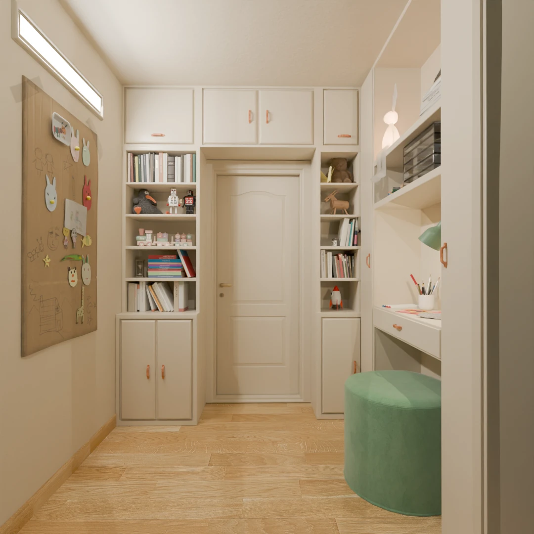 Long and narrow child room render 7